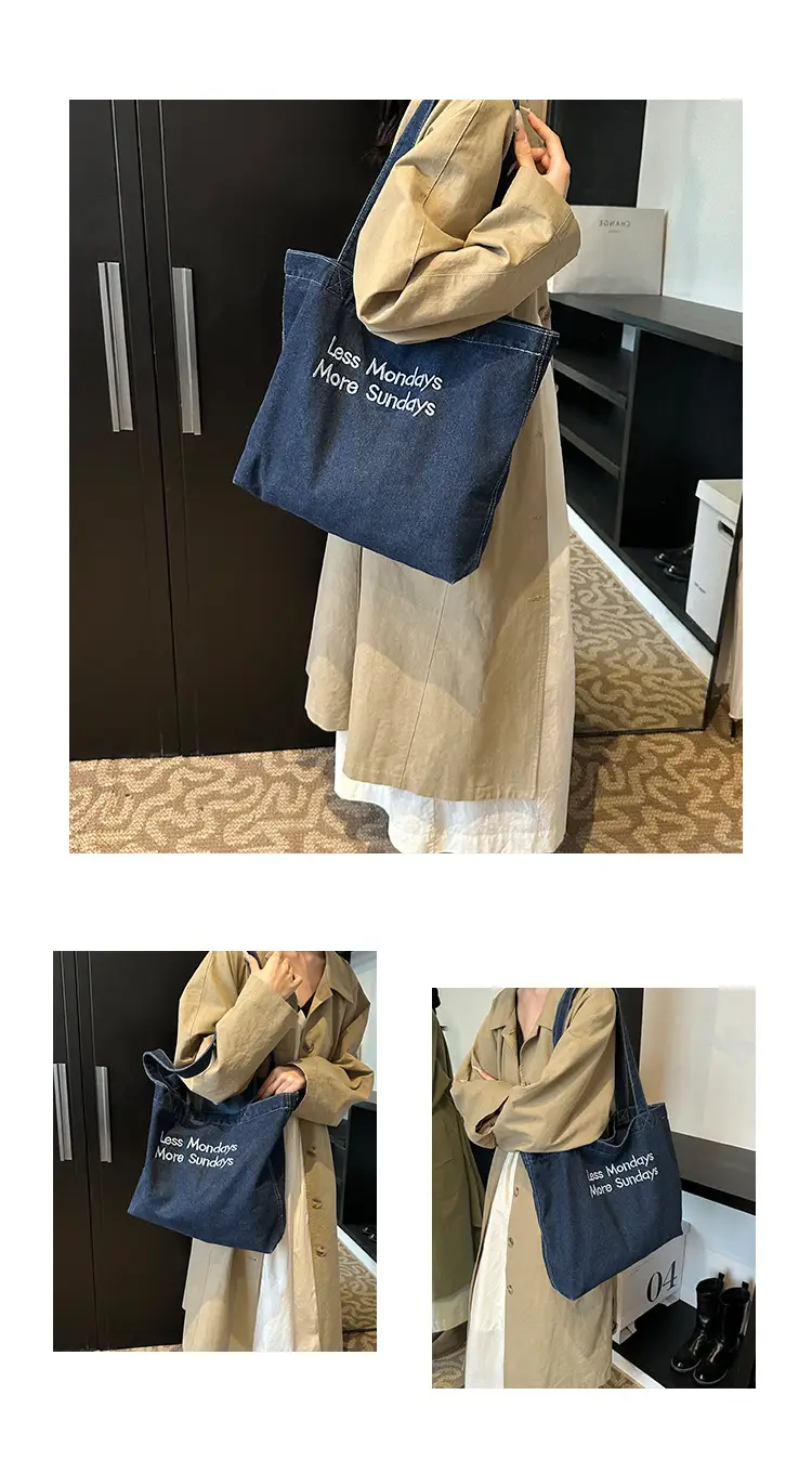 Denim Retro Commuter Tote Bag Women Large Capacity Canvas — feature 20