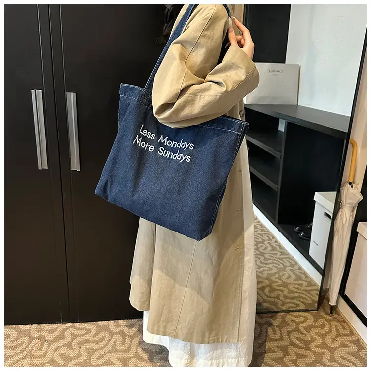 Denim Retro Commuter Tote Bag Women Large Capacity Canvas — feature 9