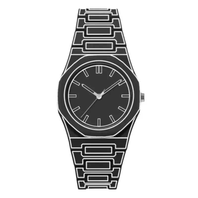 Black Geometric Comic Quartz Watch for Couples - Image 9