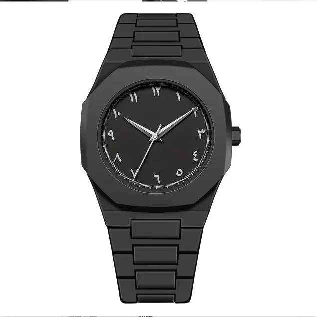 Black Geometric Comic Quartz Watch for Couples — feature 12