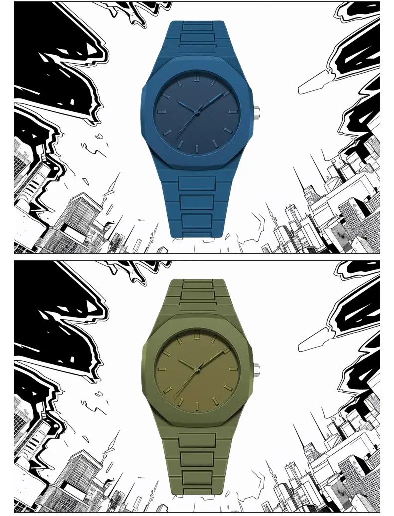 Black Geometric Comic Quartz Watch for Couples — feature 17