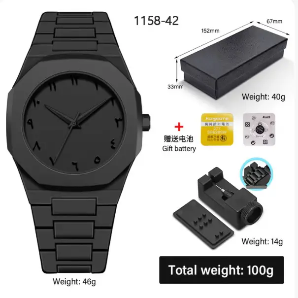 Black Geometric Comic Quartz Watch for Couples - Image 6