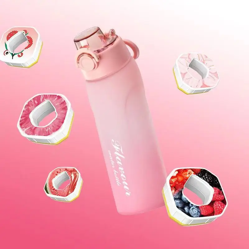 Cross-border explosions fun fruit student water bottle 0 sugar 0 card fragrance straw two-color gradient plastic water cup artifact — feature 4