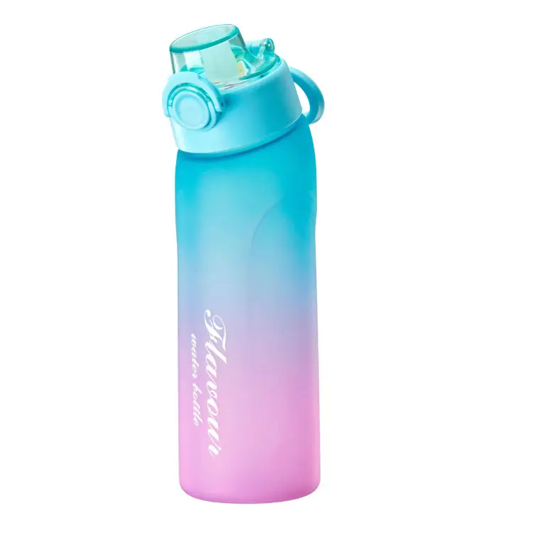Cross-border explosions fun fruit student water bottle 0 sugar 0 card fragrance straw two-color gradient plastic water cup artifact