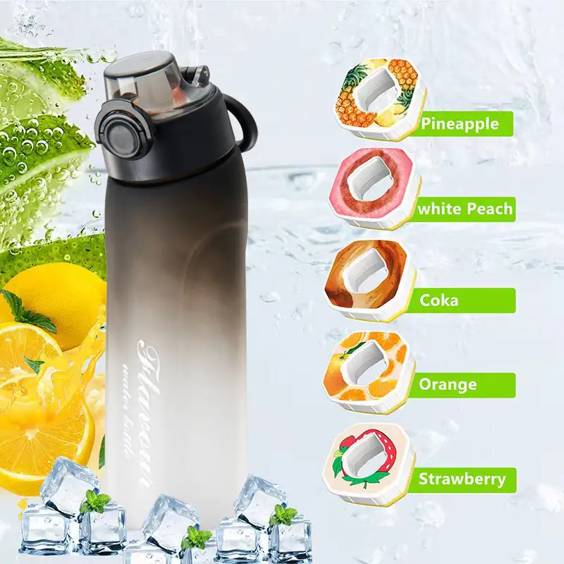 Cross-border explosions fun fruit student water bottle 0 sugar 0 card fragrance straw two-color gradient plastic water cup artifact