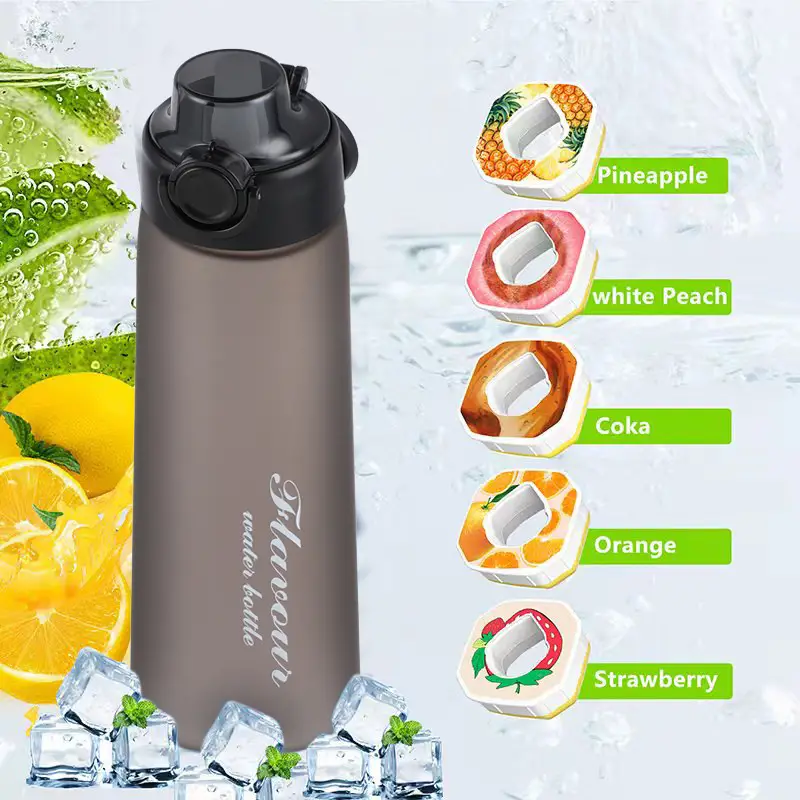 Cross-border explosions fun fruit student water bottle 0 sugar 0 card fragrance straw two-color gradient plastic water cup artifact