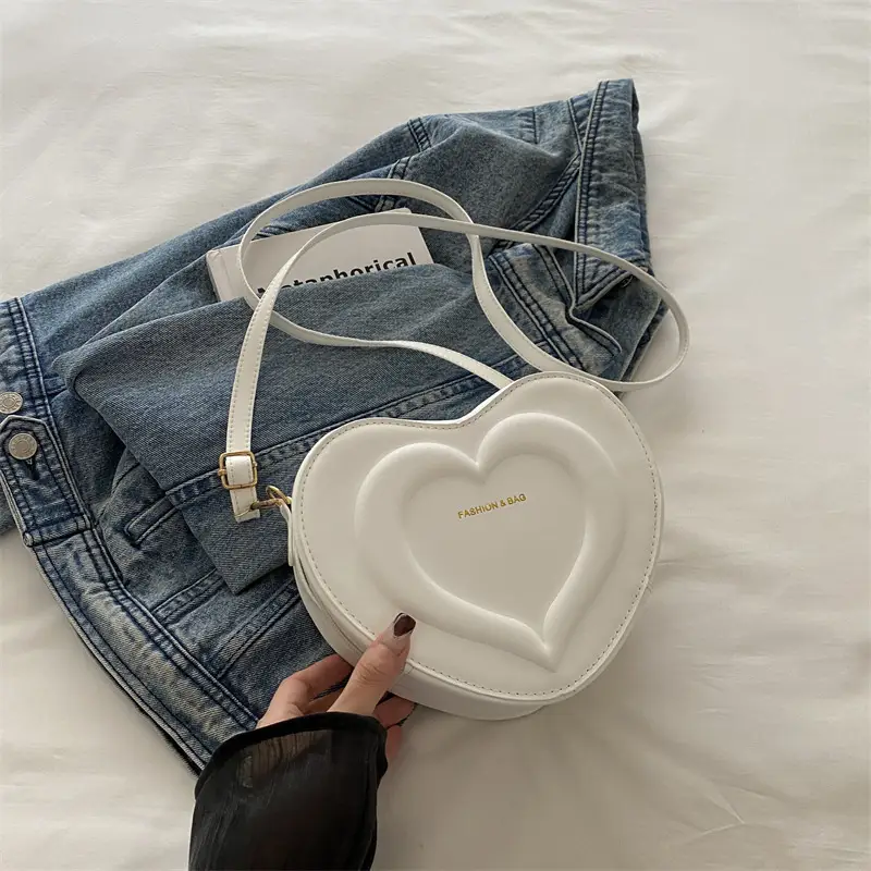Women's Heart Shaped Shoulder Bag White 2024 Winter - Image 2