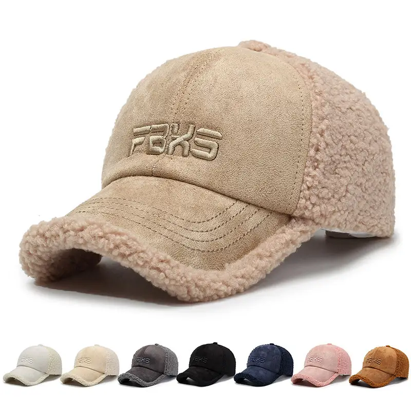 Winter Embroidered Wool Cap for Men Women Beige - Image 6
