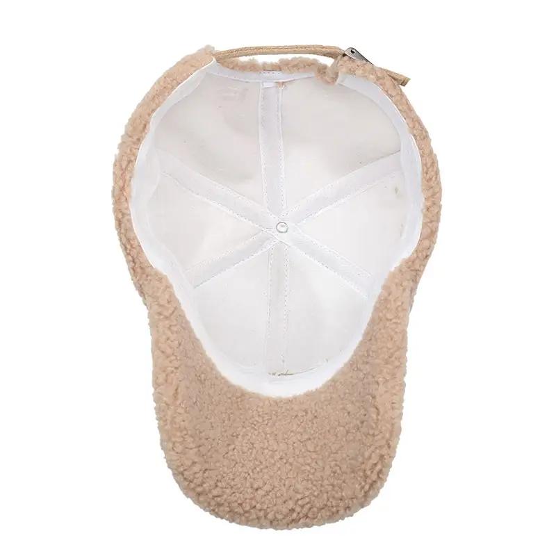 Winter Embroidered Wool Cap for Men Women Beige - Image 9