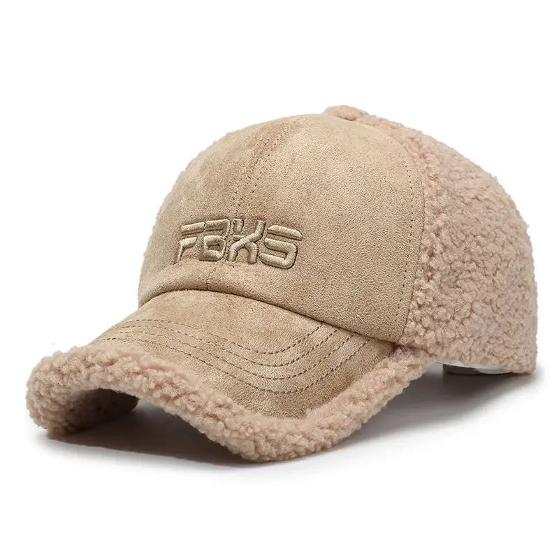 Winter Embroidered Wool Cap for Men Women Beige - Image 10