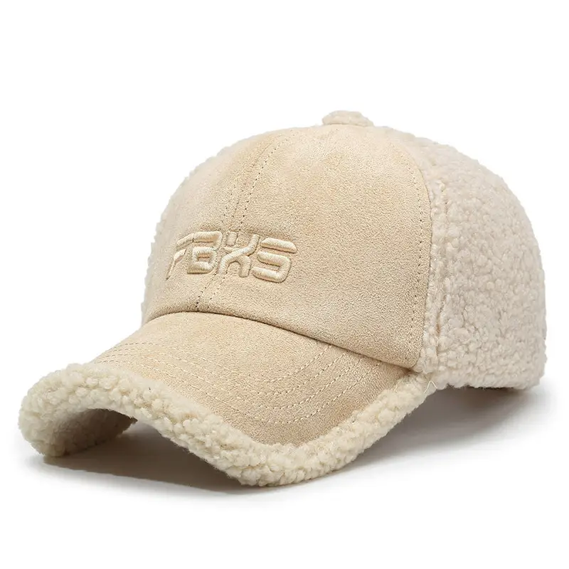 Winter Embroidered Wool Cap for Men Women Beige - Image 3