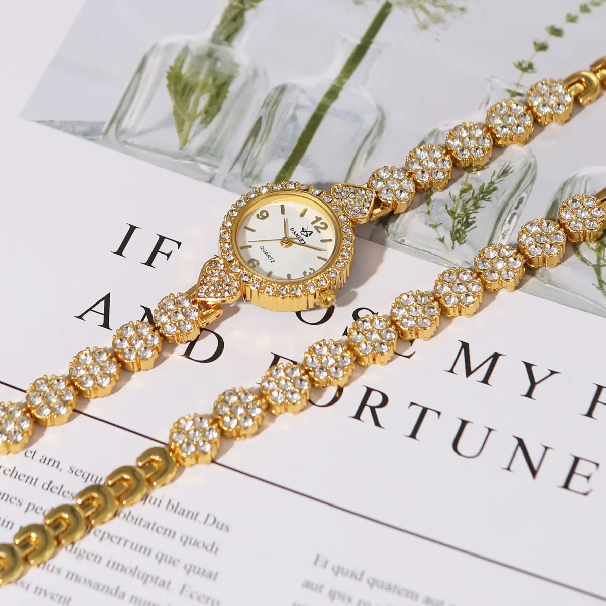 Gold Cross Bracelet Watch with Diamond Embellishment - Image 6