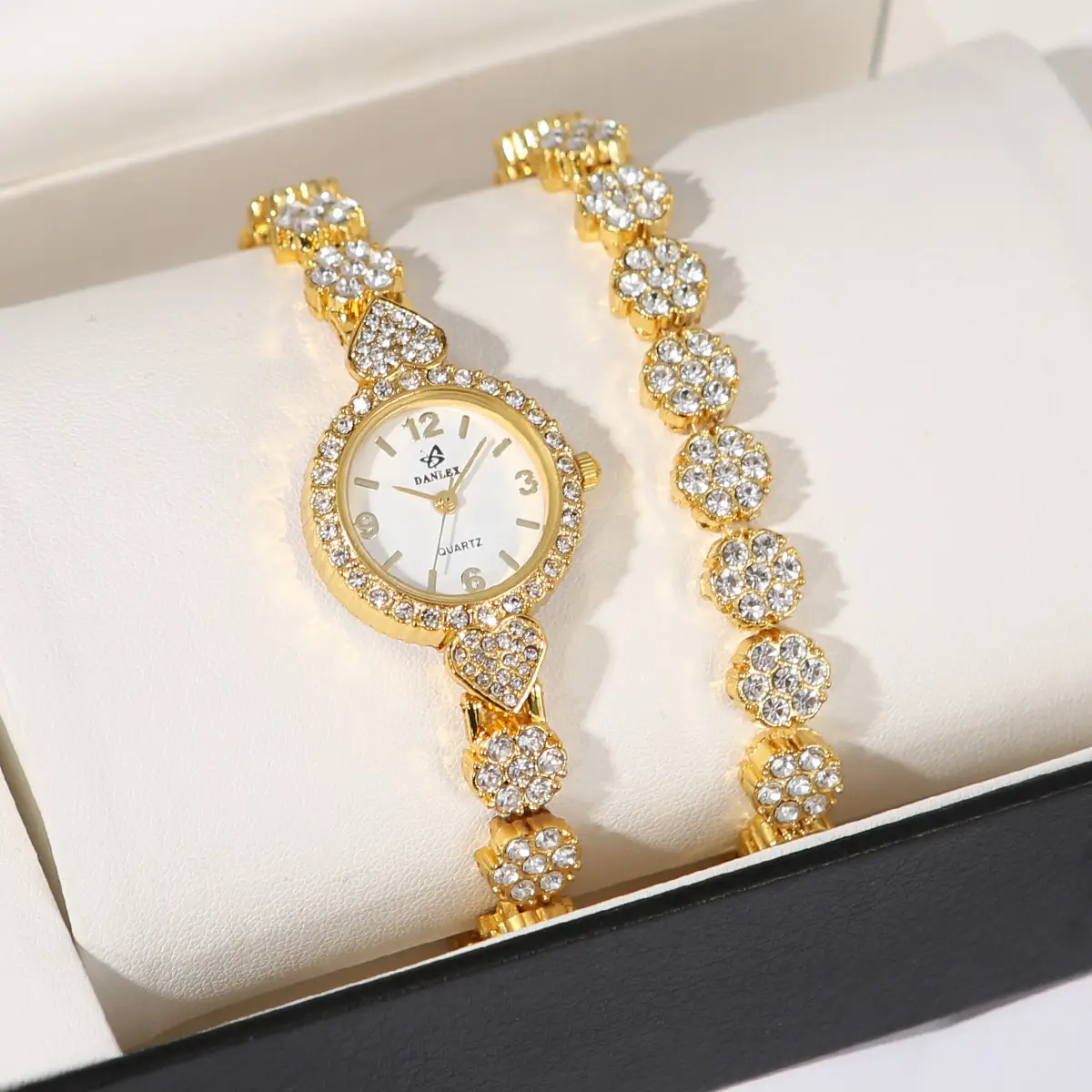 Gold Cross Bracelet Watch with Diamond Embellishment — feature 10