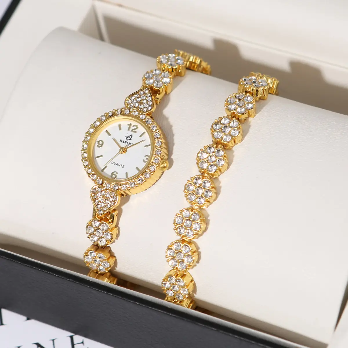 Gold Cross Bracelet Watch with Diamond Embellishment — feature 11