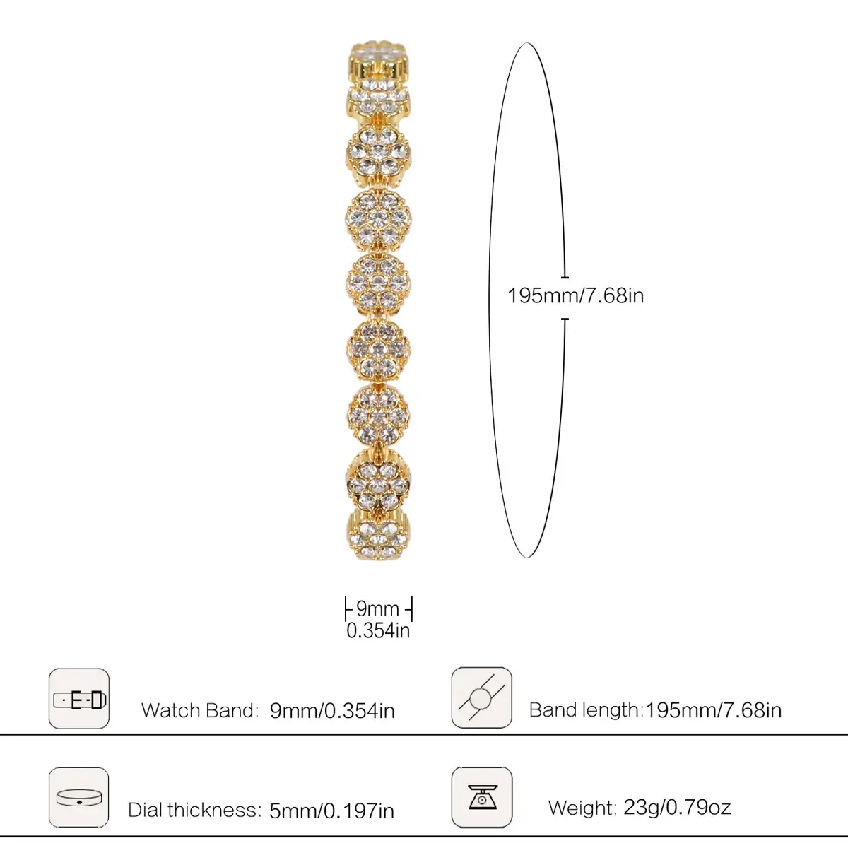 Gold Cross Bracelet Watch with Diamond Embellishment — feature 2