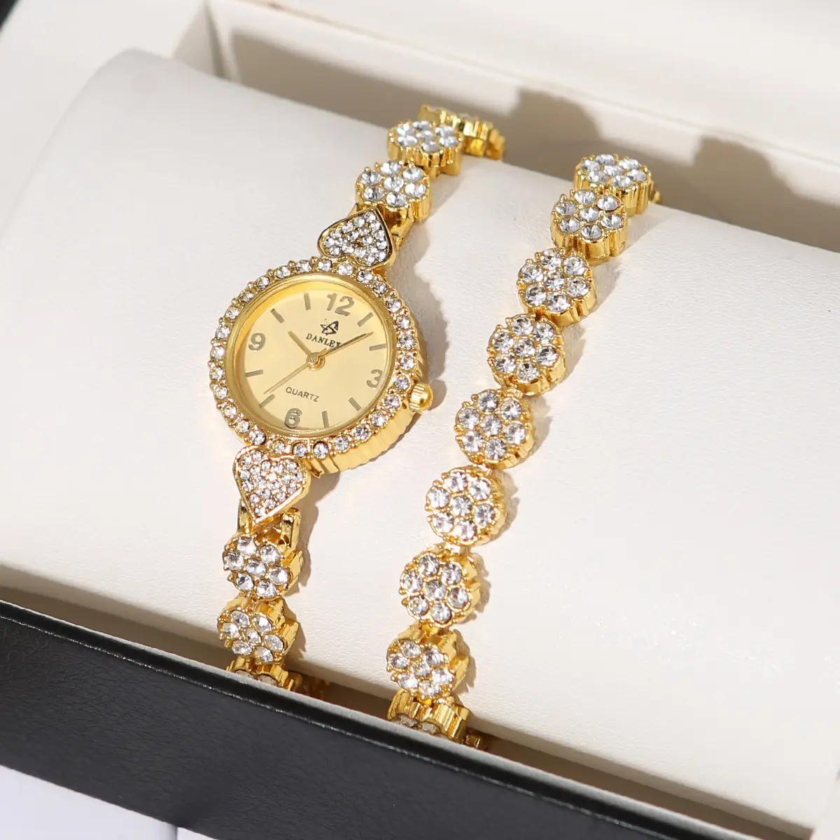 Gold Cross Bracelet Watch with Diamond Embellishment — feature 26