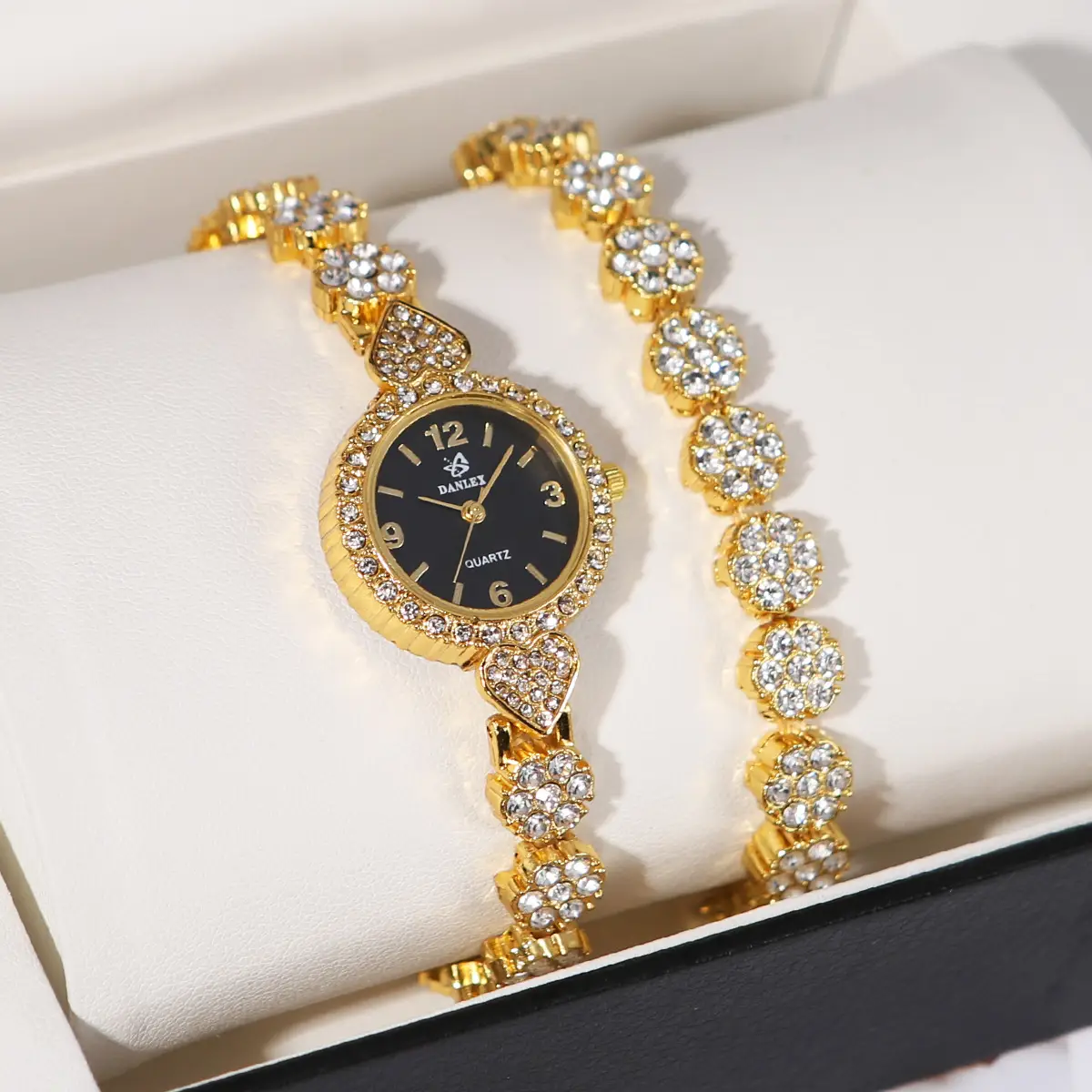 Gold Cross Bracelet Watch with Diamond Embellishment — feature 5