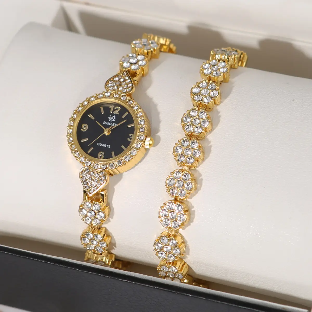 Gold Cross Bracelet Watch with Diamond Embellishment — feature 6