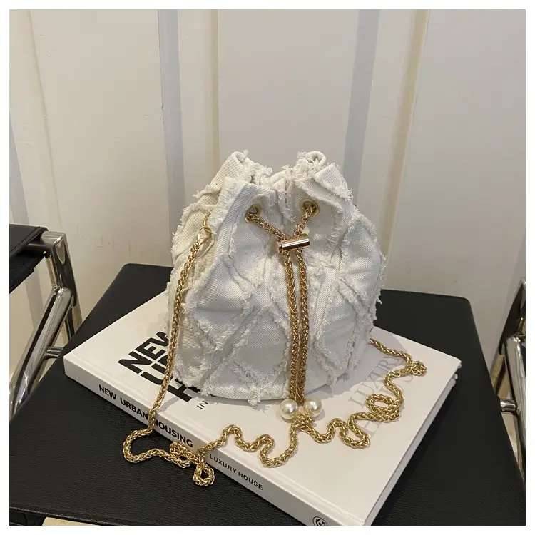 Navy Blue Drawstring Bucket Bag for Women — feature 11