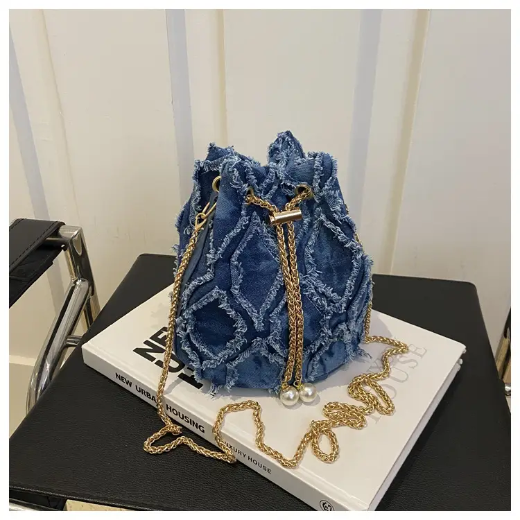 Navy Blue Drawstring Bucket Bag for Women — feature 13