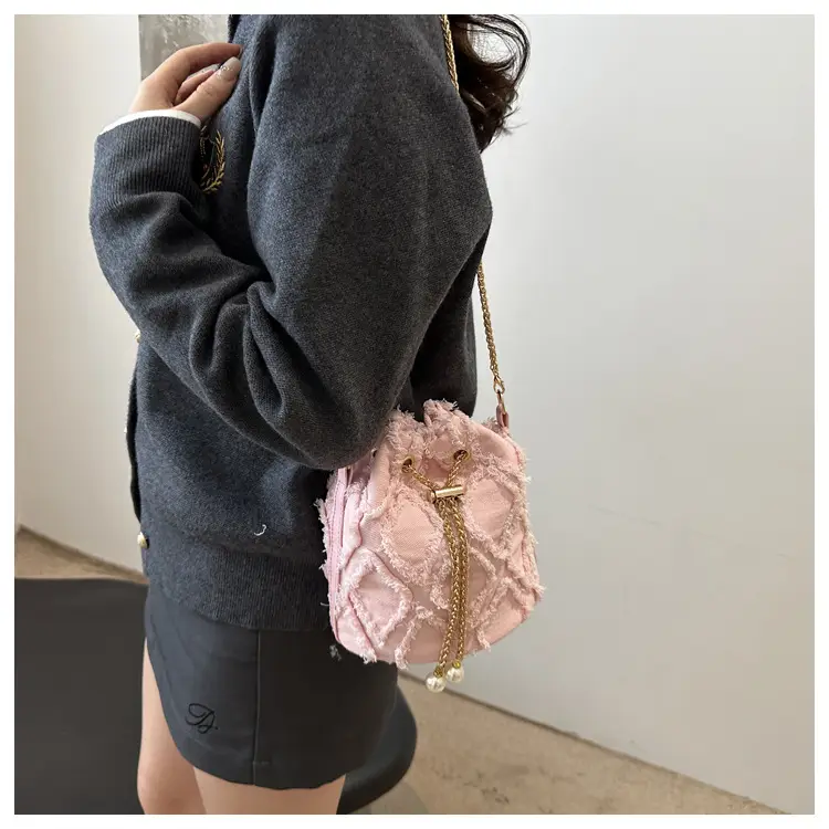 Navy Blue Drawstring Bucket Bag for Women — feature 19