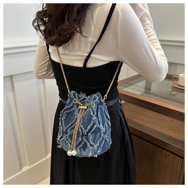 Navy Blue Drawstring Bucket Bag for Women — feature 21