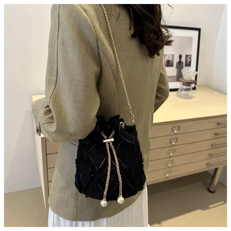 Navy Blue Drawstring Bucket Bag for Women — feature 22