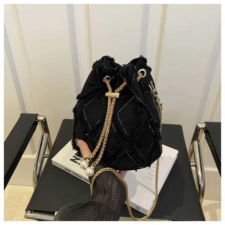Navy Blue Drawstring Bucket Bag for Women — feature 8