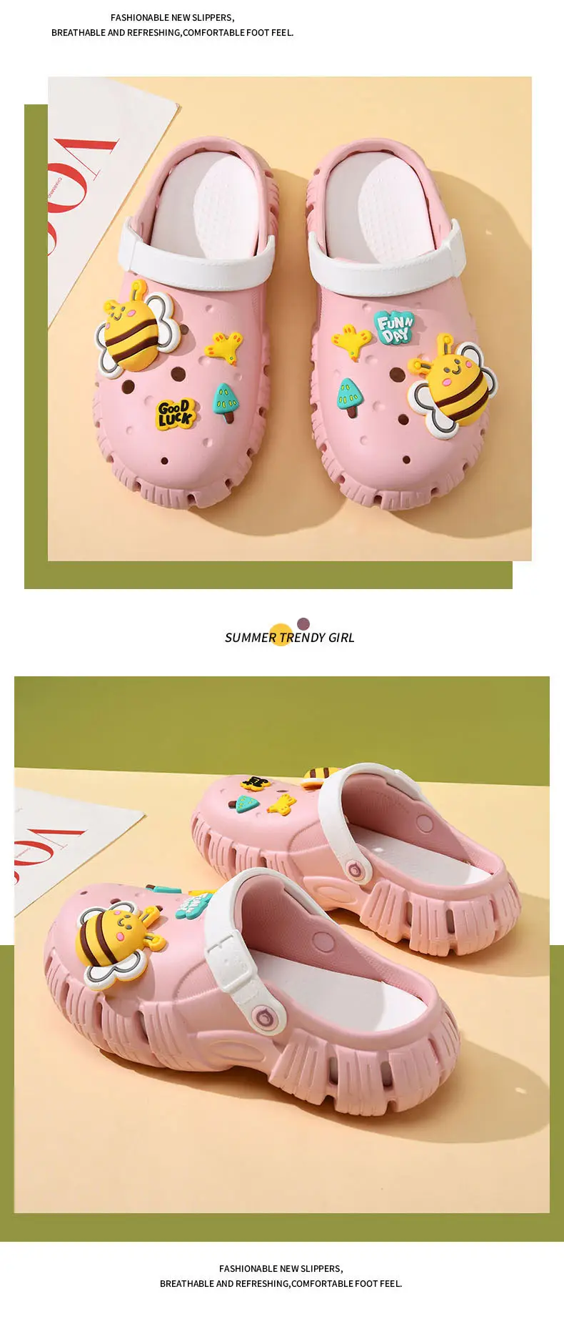 Thick-soled hole shoes women's summer non-slip breathable slippers cartoon EVA breathable wear-resistant non-smelly feet outside wear sandals — feature 13
