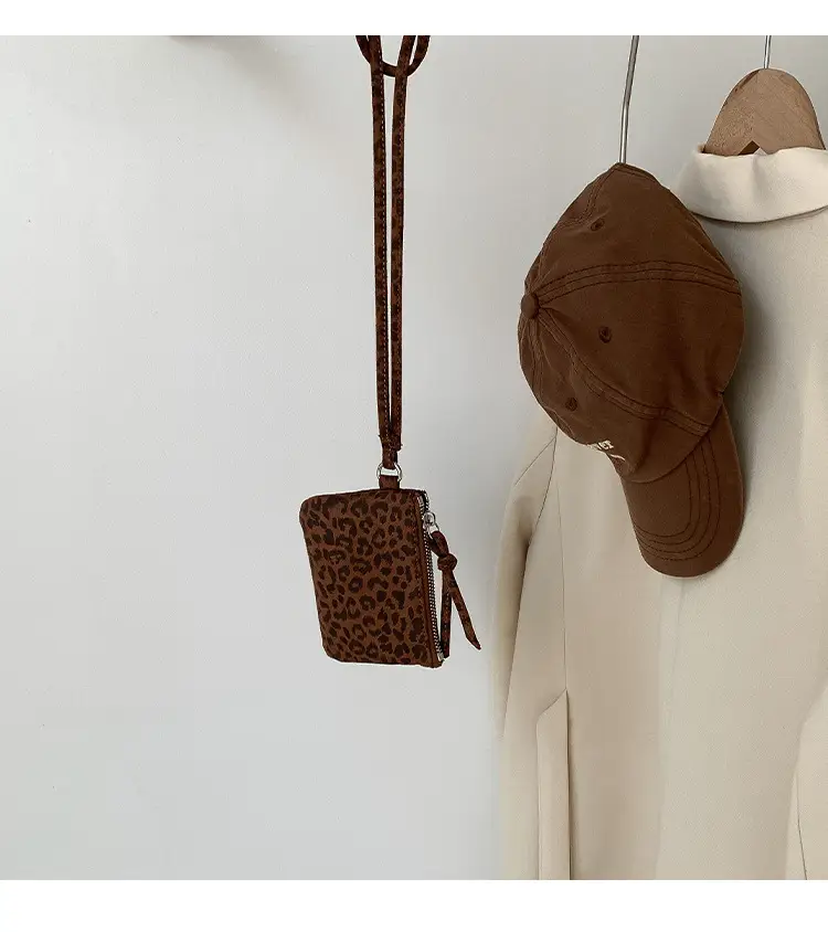Neck-Hanging Mini Leather Coin Purse Brown — feature 41