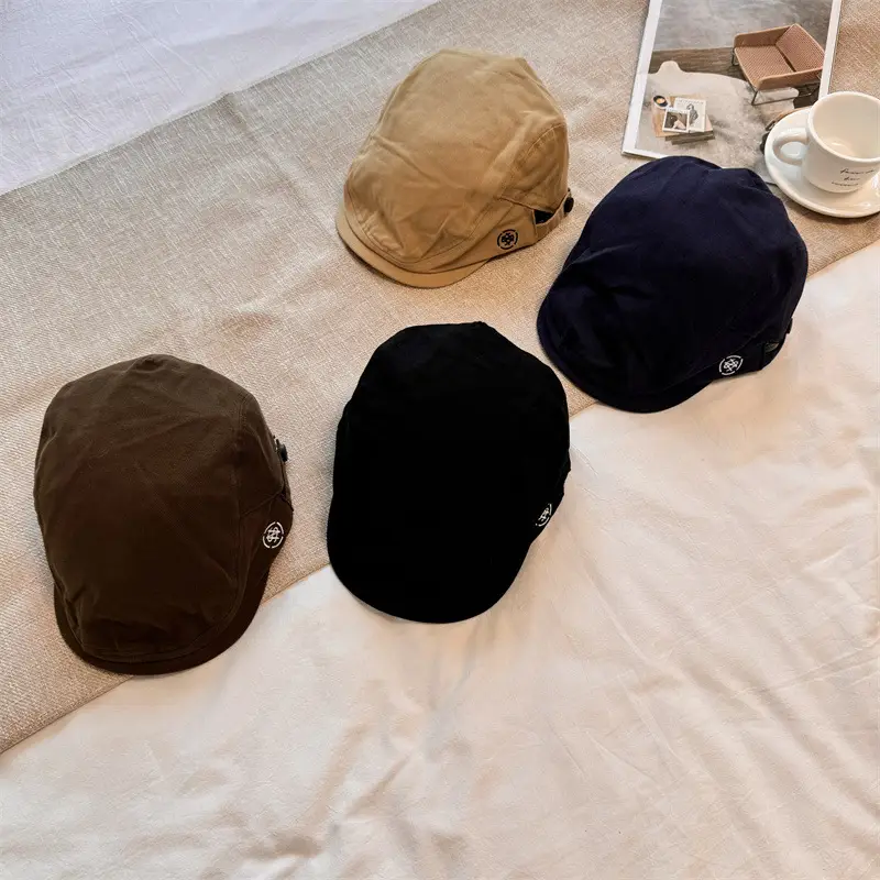 Women's Brown Retro Beret Face Cap Small Fashion - Image 3