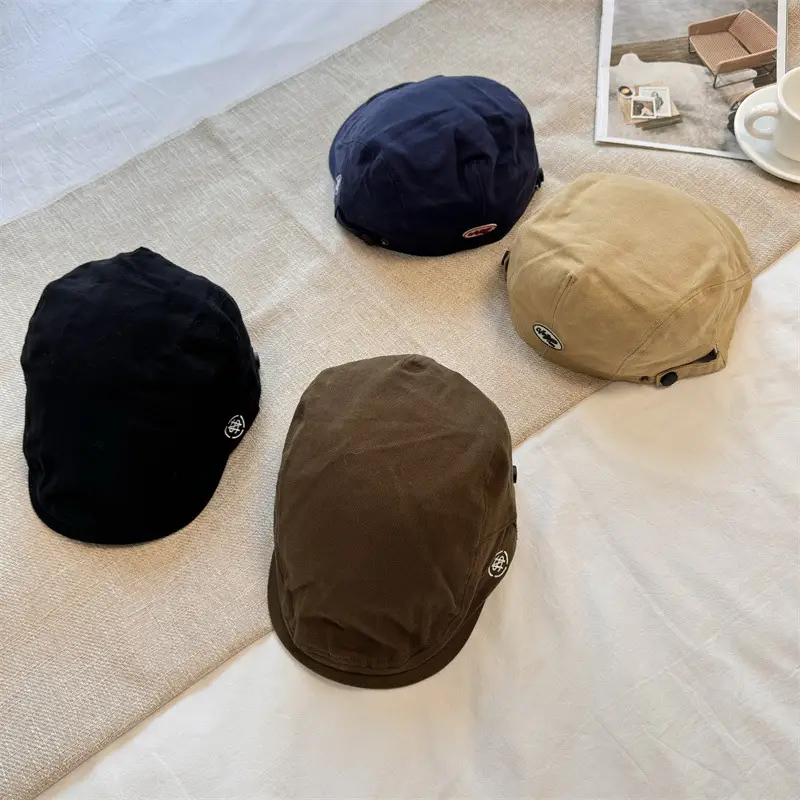 Women's Brown Retro Beret Face Cap Small Fashion - Image 4