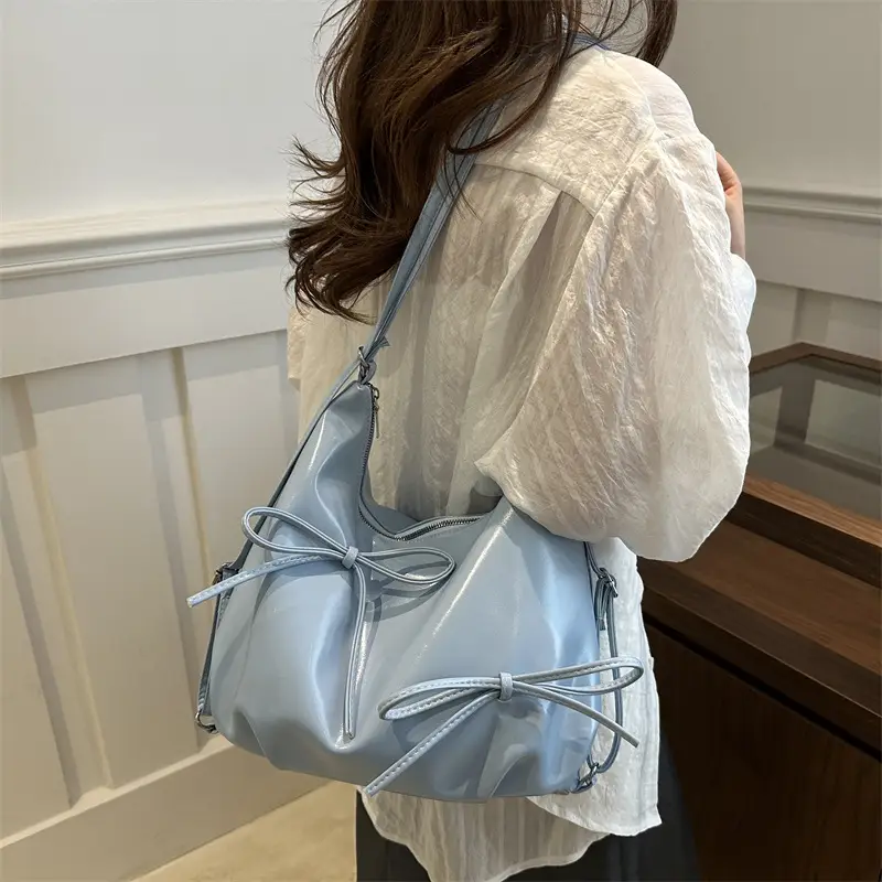 Women's White Bow Shoulder Bag 2024 Casual Large Capacity - Image 7