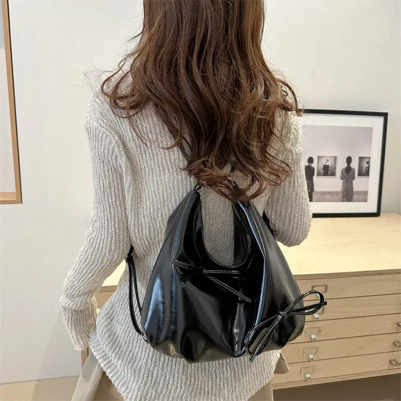 Women's White Bow Shoulder Bag 2024 Casual Large Capacity - Image 8