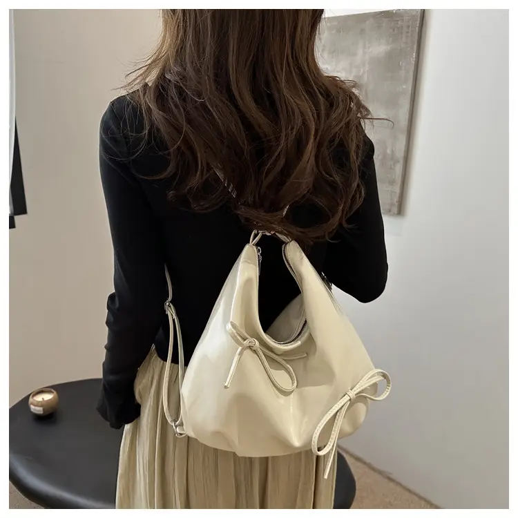 Women's White Bow Shoulder Bag 2024 Casual Large Capacity — feature 13