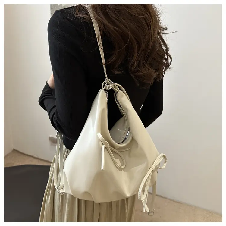 Women's White Bow Shoulder Bag 2024 Casual Large Capacity — feature 14