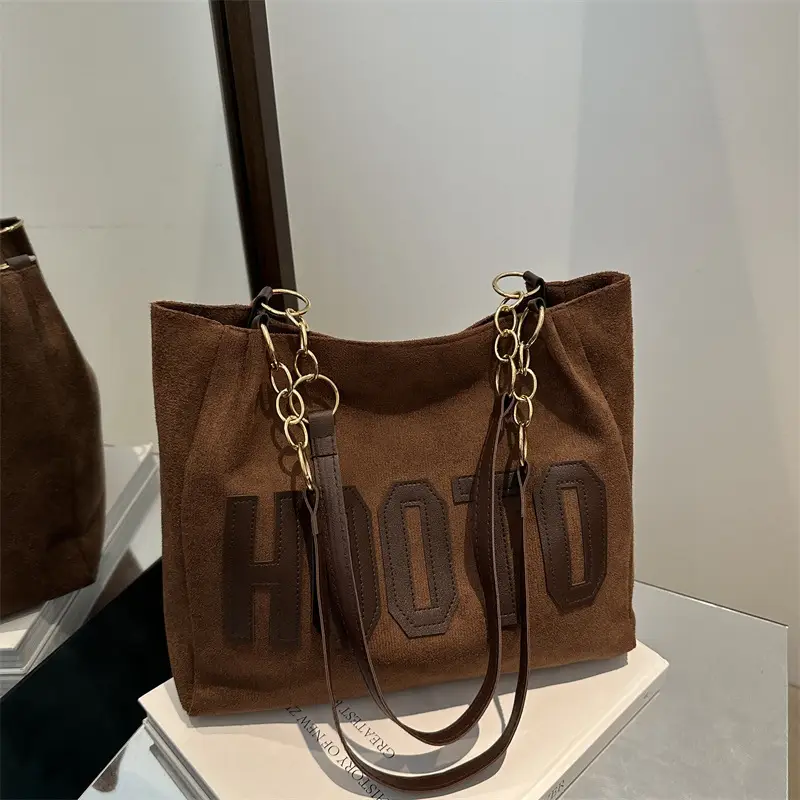 Black Letter Print Shoulder Bag for Women