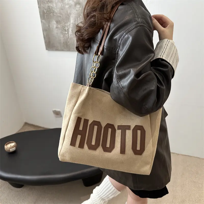 Black Letter Print Shoulder Bag for Women