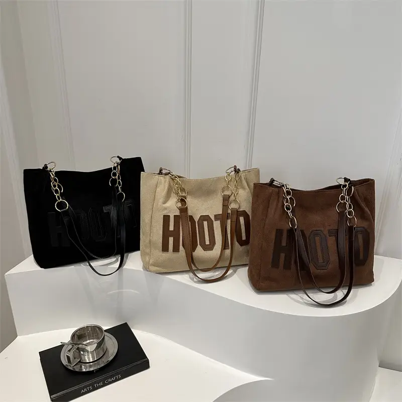 Black Letter Print Shoulder Bag for Women