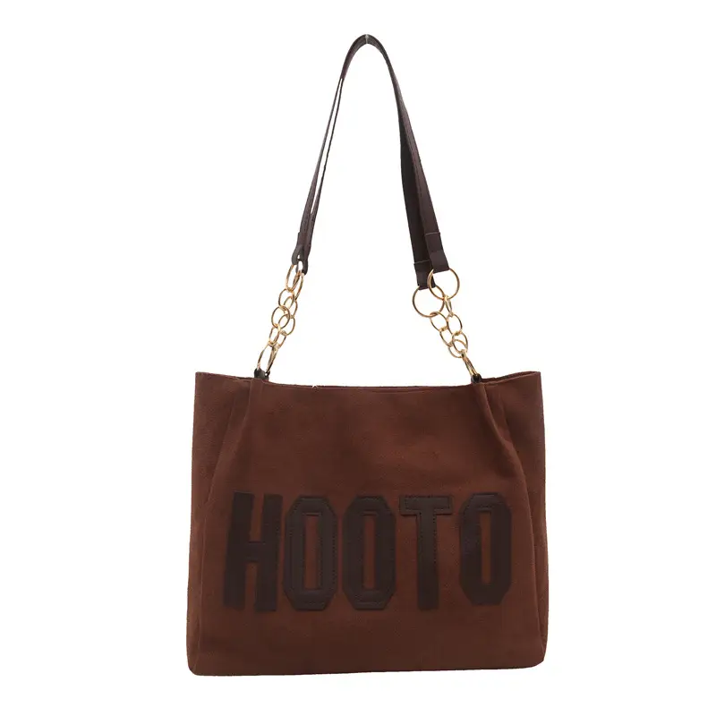 Black Letter Print Shoulder Bag for Women