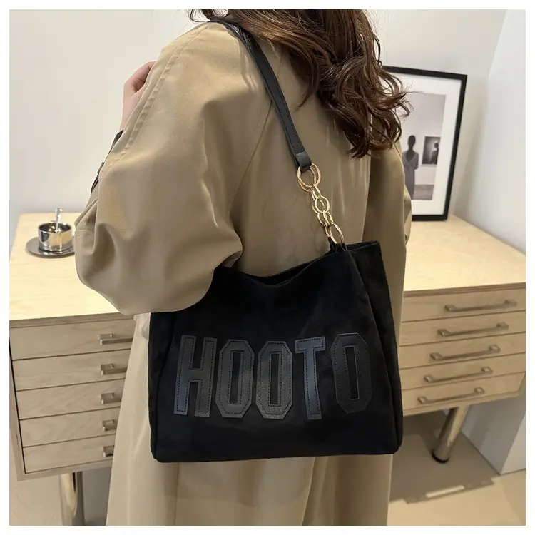 Black Letter Print Shoulder Bag for Women — feature 10
