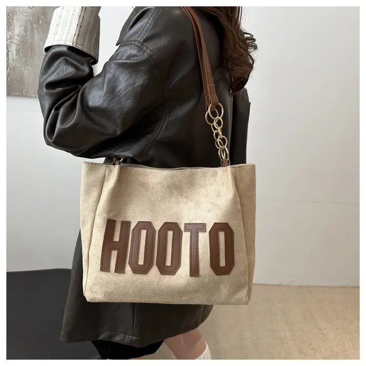 Black Letter Print Shoulder Bag for Women — feature 14