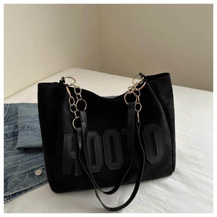 Black Letter Print Shoulder Bag for Women — feature 17