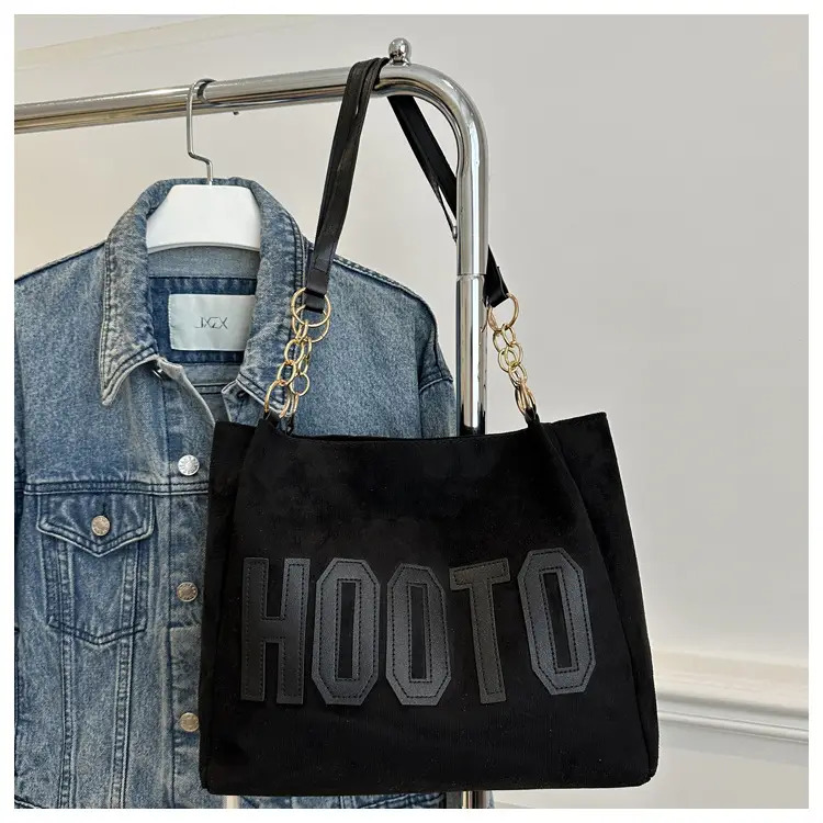 Black Letter Print Shoulder Bag for Women — feature 21