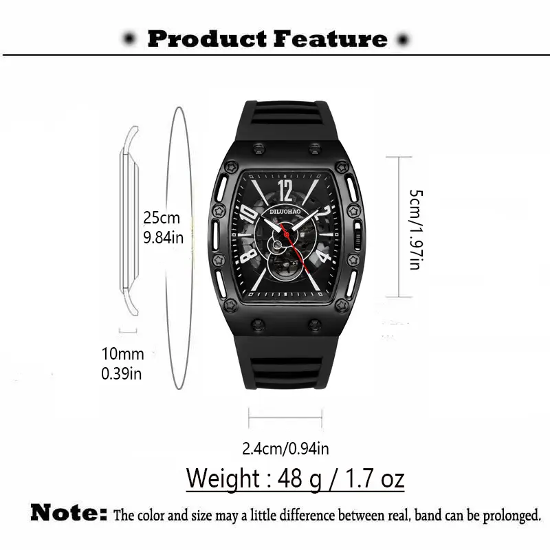 Men's Black Silicone Large Dial Quartz Watch — feature 1