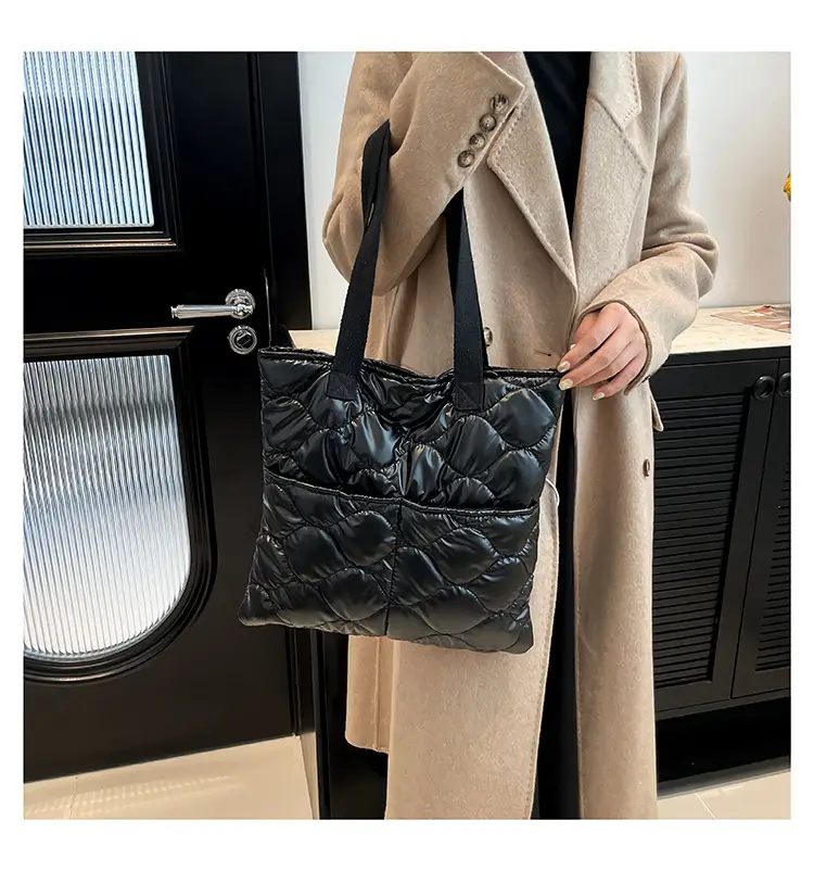 Silver Quilted Women's Tote Bag Large Capacity — feature 11