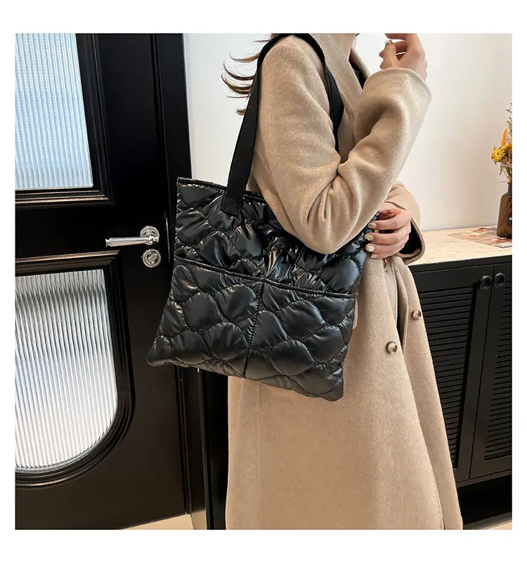 Silver Quilted Women's Tote Bag Large Capacity — feature 12