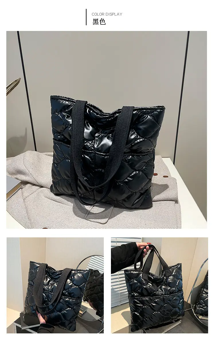 Silver Quilted Women's Tote Bag Large Capacity — feature 23