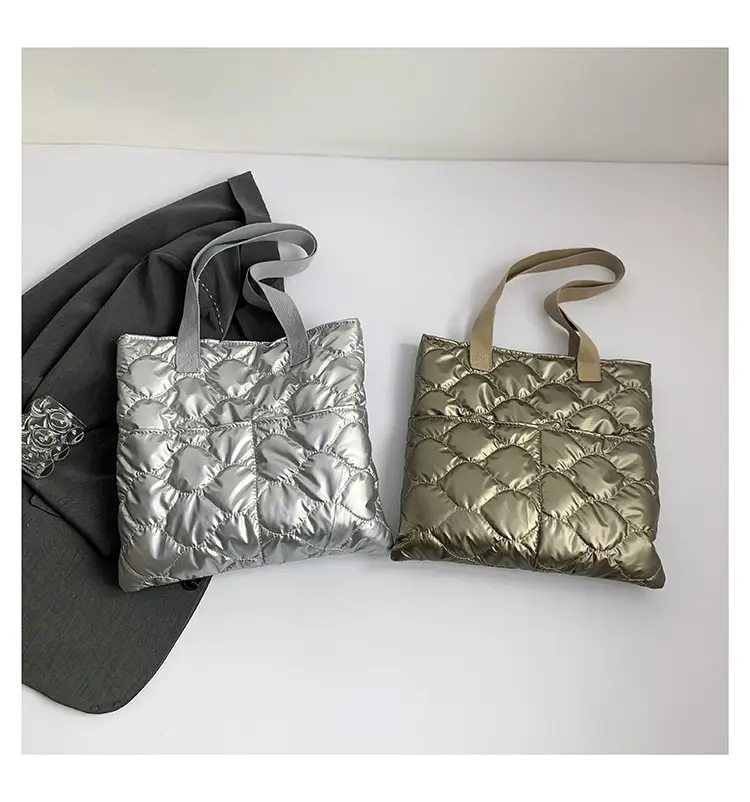 Silver Quilted Women's Tote Bag Large Capacity — feature 27