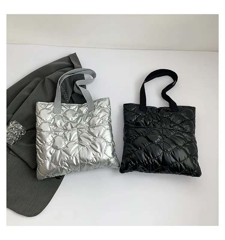 Silver Quilted Women's Tote Bag Large Capacity — feature 28